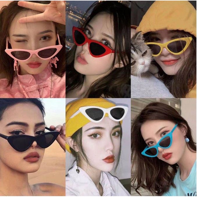 Kacamata Hitam Gaya/Triangle Vintage/Cat Eye Sunglasses Women And Men Fashion Sunglasses Kacamata Fashion #Row-011