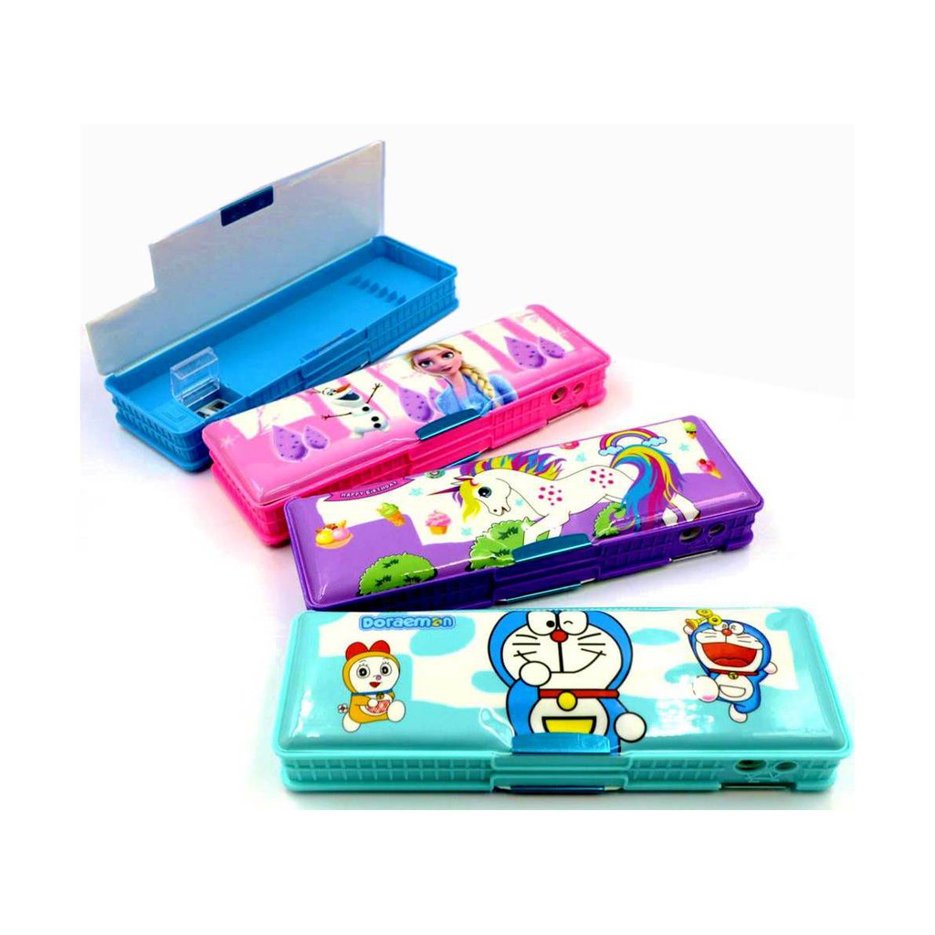 Kotak Pensil (Pencil Case) Unik Doraemon, Unicorn, Frozen Lengkap Canggih