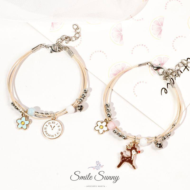 Daisy Gelang Gadis Kartun Manik-manik Keramik Perhiasan Persahabatan Mahasiswa Hadiah Ulang Smile Su