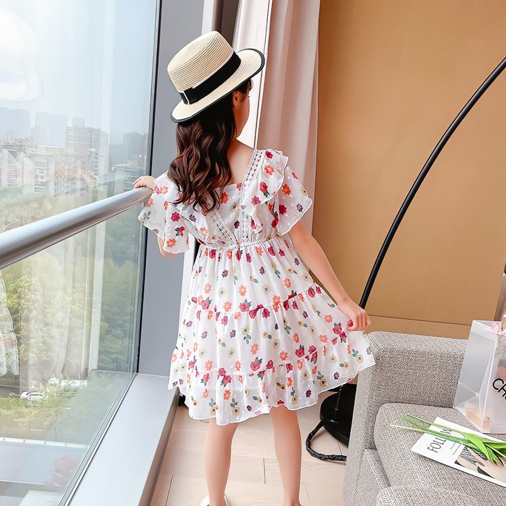 DR65-Dress Anak Perempuan Chiffon Flower Kesli