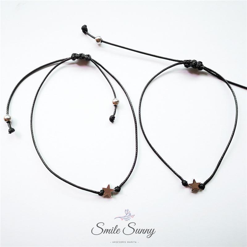 2 Pcs Korean Fashion Gelang Tali Ersahabatan Anyaman Krisan Bunga Matahari Fashion Smile Sunny