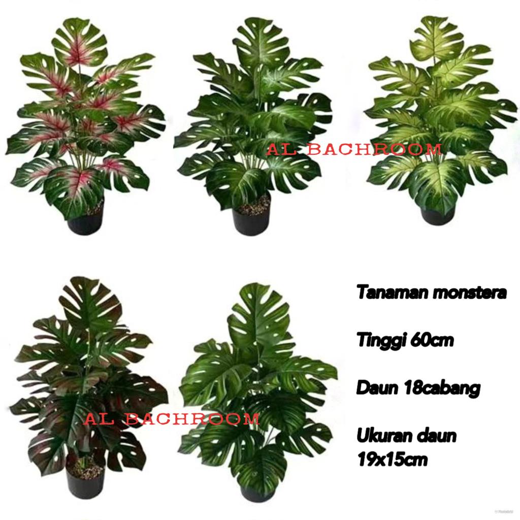 TANAMAN ARTIFICIAL MONSTERA WARNA B8093 BUNGA HIAS PLASTIK DEKORASI RUMAH