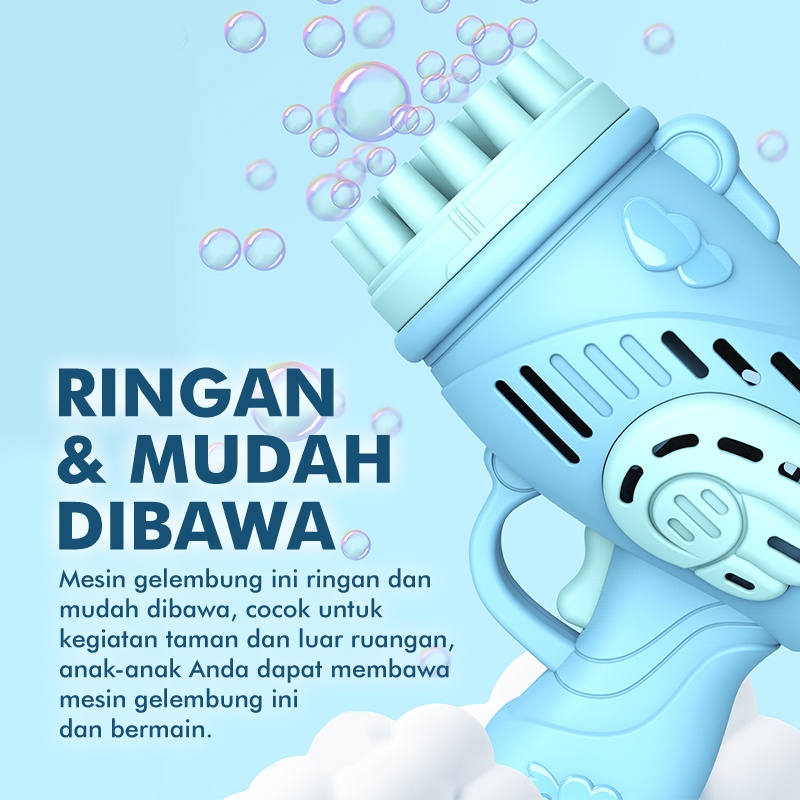 Baru Pistol Gelembung untuk Anak-anak Dewasa Pesta Luar Ruangan 23 Lubang Mesin Gelembung Bubbl