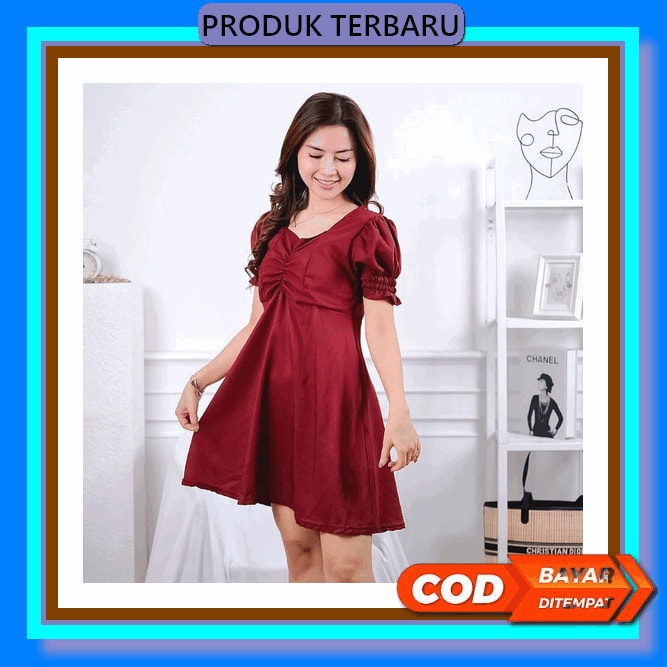 Gh - Bangkok Fashion Korea Md Line Blue Baju / Dress Bangkok Model Korea / Dress Katun Wanita / Dres
