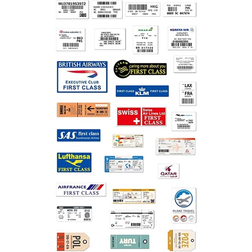 Boarding Pass PVC Sticker (10pcs)