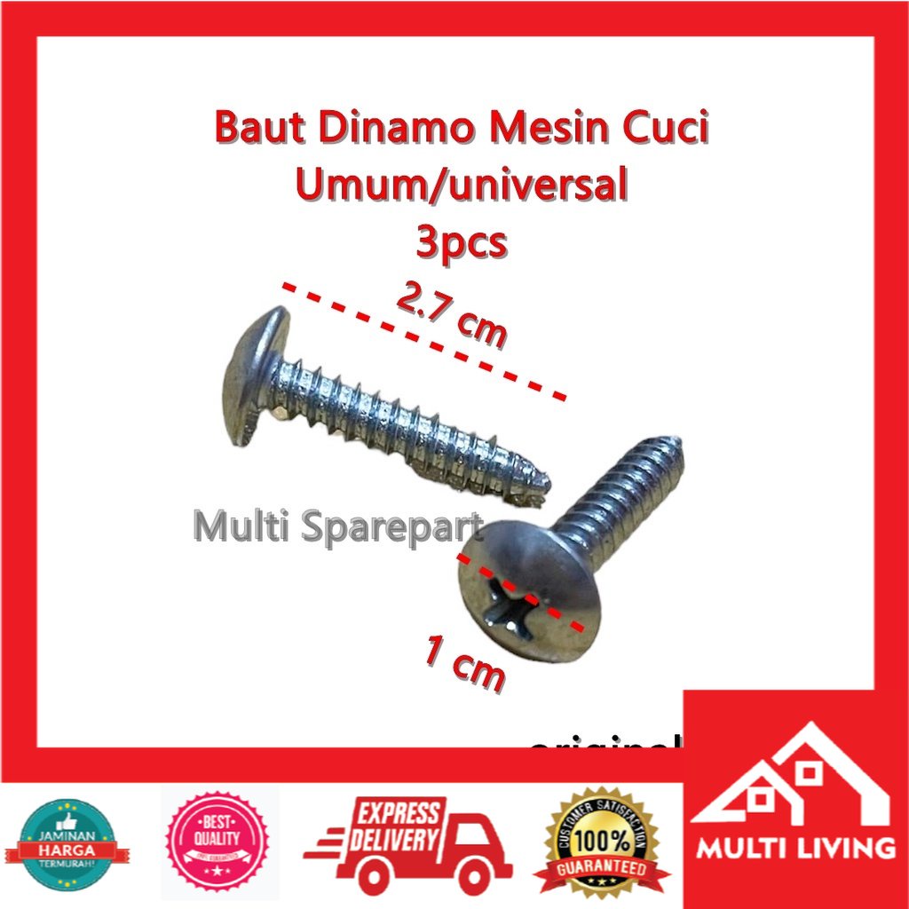 Baut Dinamo Mesin Cuci 3 pcs Original Parts Screw Body Wash Machine Universal