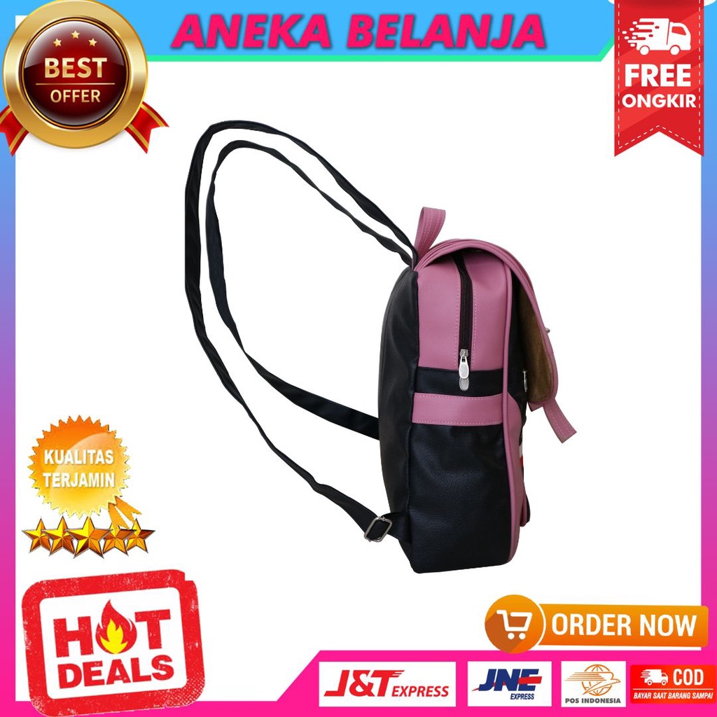 Tas Ransel Perempuan Gendong Warna Pink Backpack Sekolah Modis Gaul Ransel Espirit Tancepan Pink Fashionable