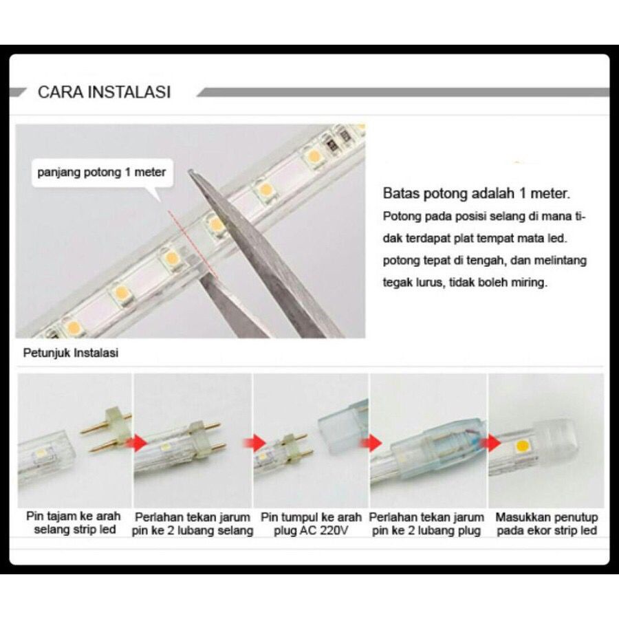 lampu led strip selang 220v/lampu strip soket/lampu strip warmwhite/lampu led strip merah