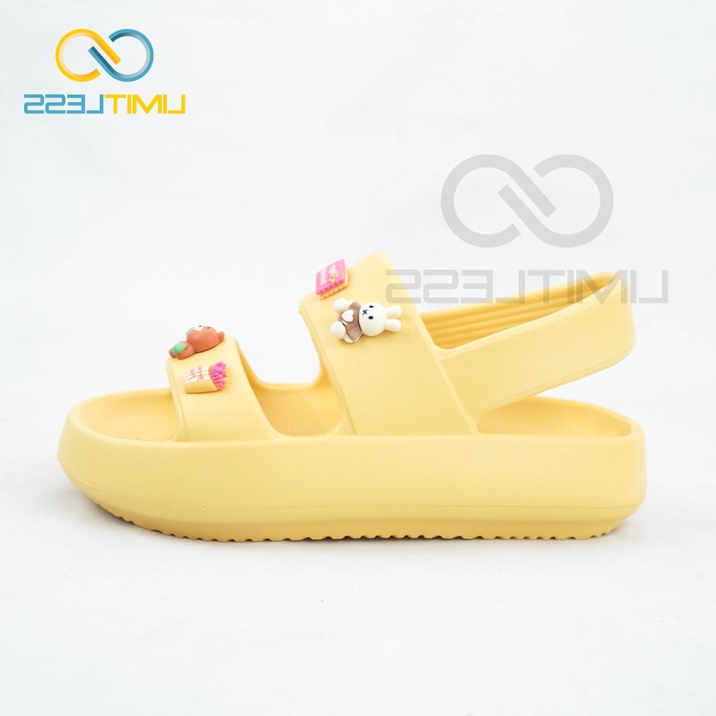 Wedges Sandal Tali Wanita Korea Sendal Platform Wanita Casual Dua Strap Tali Belakang Sandal Lalisa Cewek