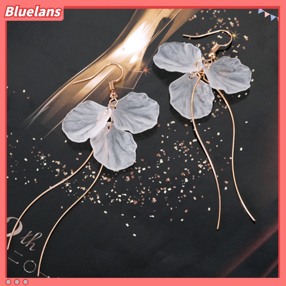 Bluelans Hook Earrings Fashion Elegant Petal Shape Long Dangle Design Earrings for Women