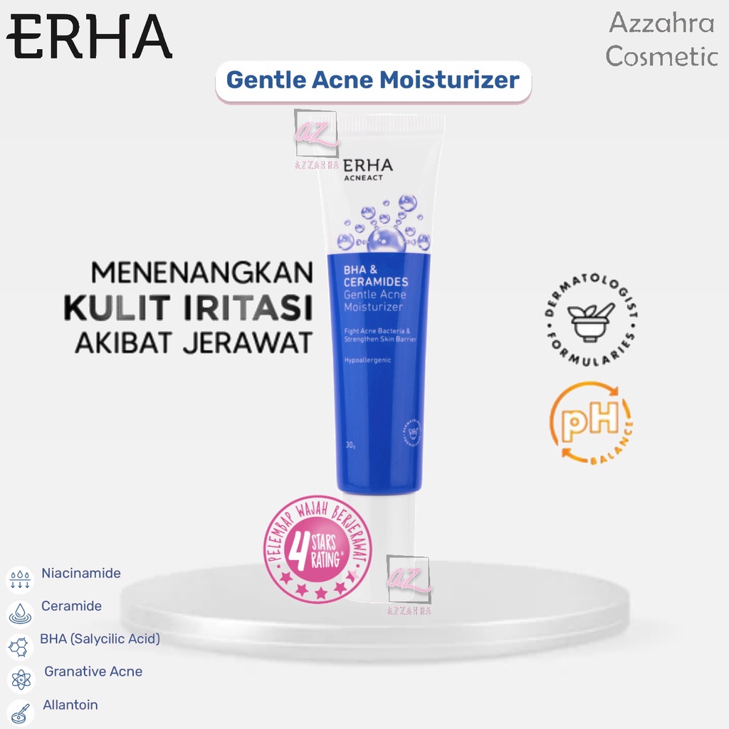 ERHA Acneact BHA &amp; Ceramides Gentle Acne  Moisturizer 30g - Pelembab Wajah Berjerawat