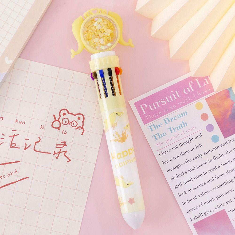 Nanas 10warna Bolpoin Hadiah Warna Warni Refill Pasokan Kantor Sekolah Rollerball Pen