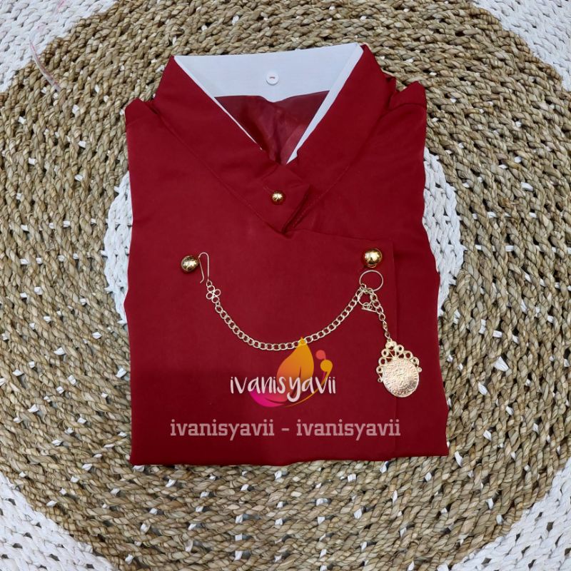 [1 Set] Beskap Solo + Kebaya / Warna Maroon || Atasan Baju Prewedding