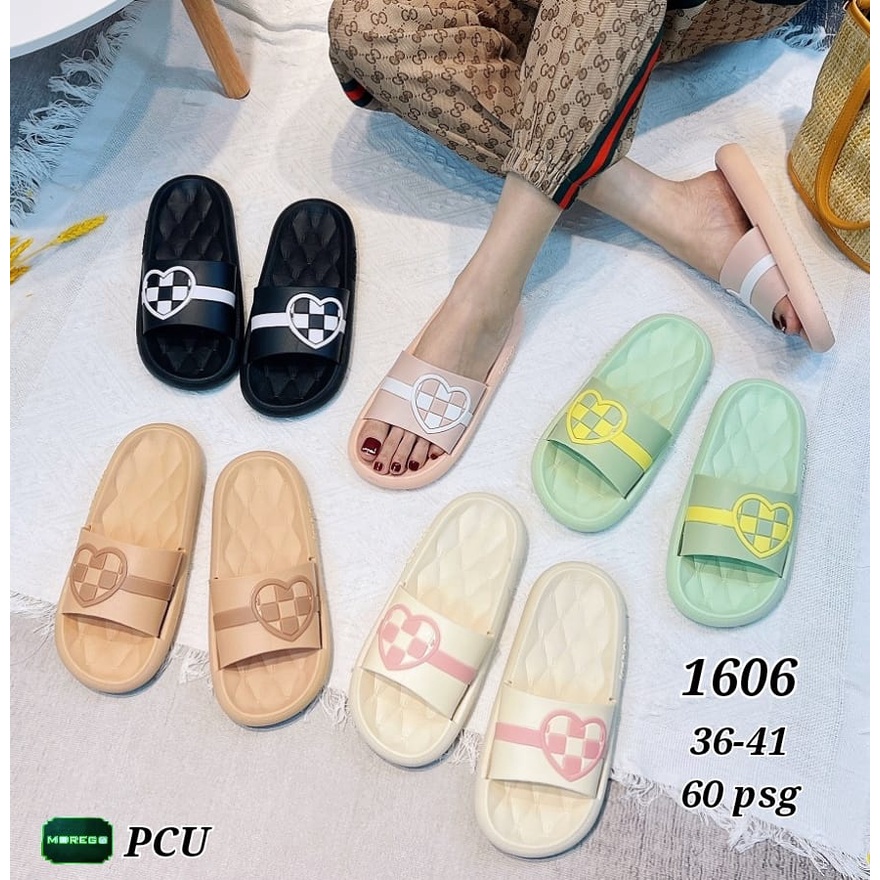 Sandal Wanita Selop Rumah Kekinian Lucu Karakter Motif Love Empuk Elastis Jelly Import Korea Trendy