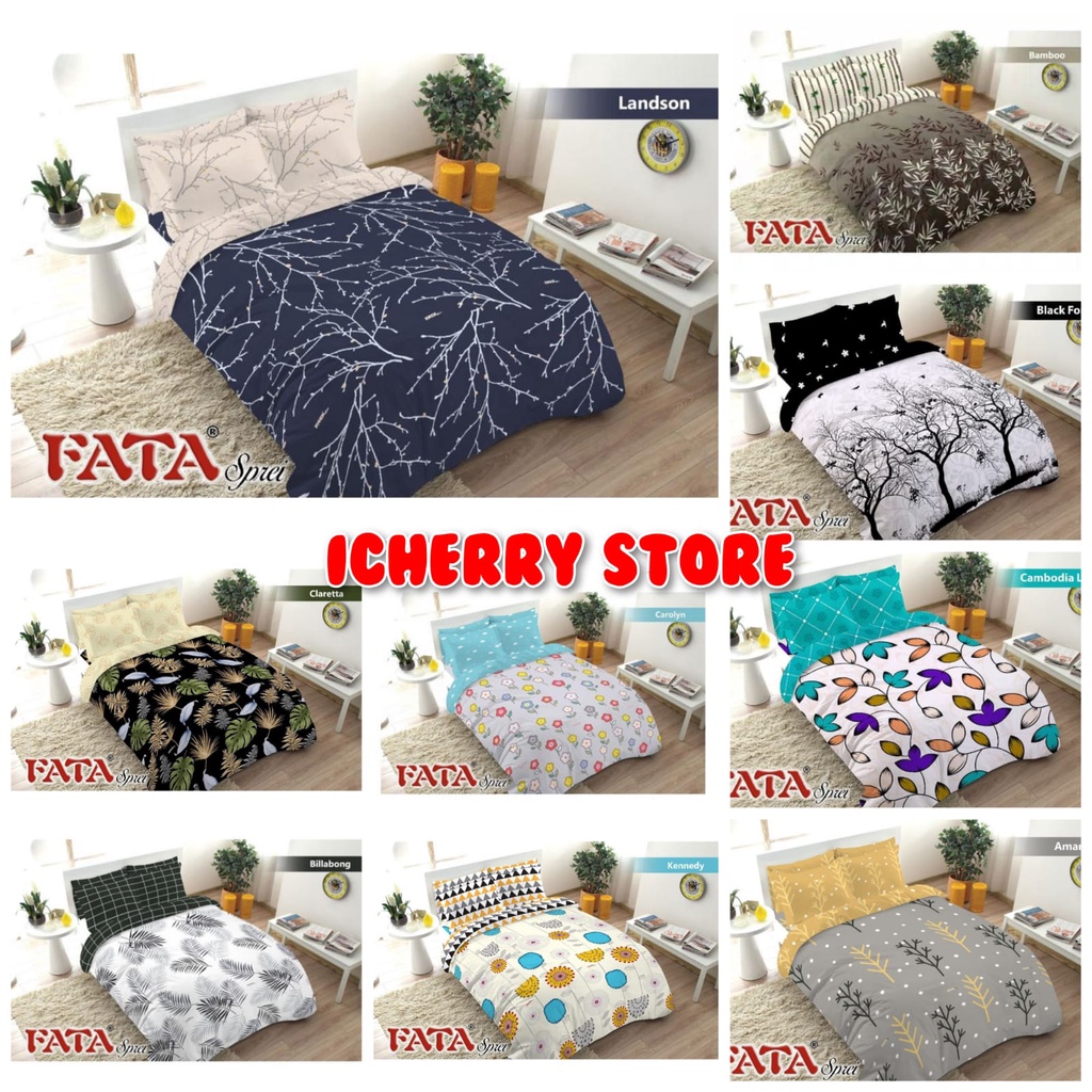 4in1 Full Set Bedcover + Sprei Fata 3D Flat Karet Rumbai King Queen 180 160 Motif Kaktus Cactus, Cla
