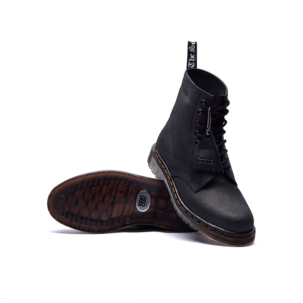 Mancow High Boots Crazy Horse Hitam Sepatu Formal Pria Wanita Original Kulit Asli