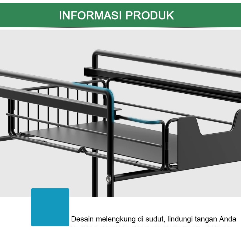 Rak Dapur Serbaguna Stainless Lemari Geser Keranjang Tarik Keluar Dapur Organizer Rak Penyimpanan Laci 1012