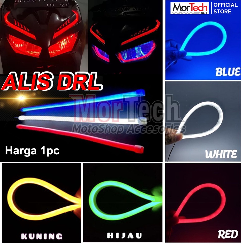 DRL Lampu Alis Neon LED Devil Eyes Flexible Waterproof Mobil Motor Nmax Old Aerox Vario Scoopy Jupit