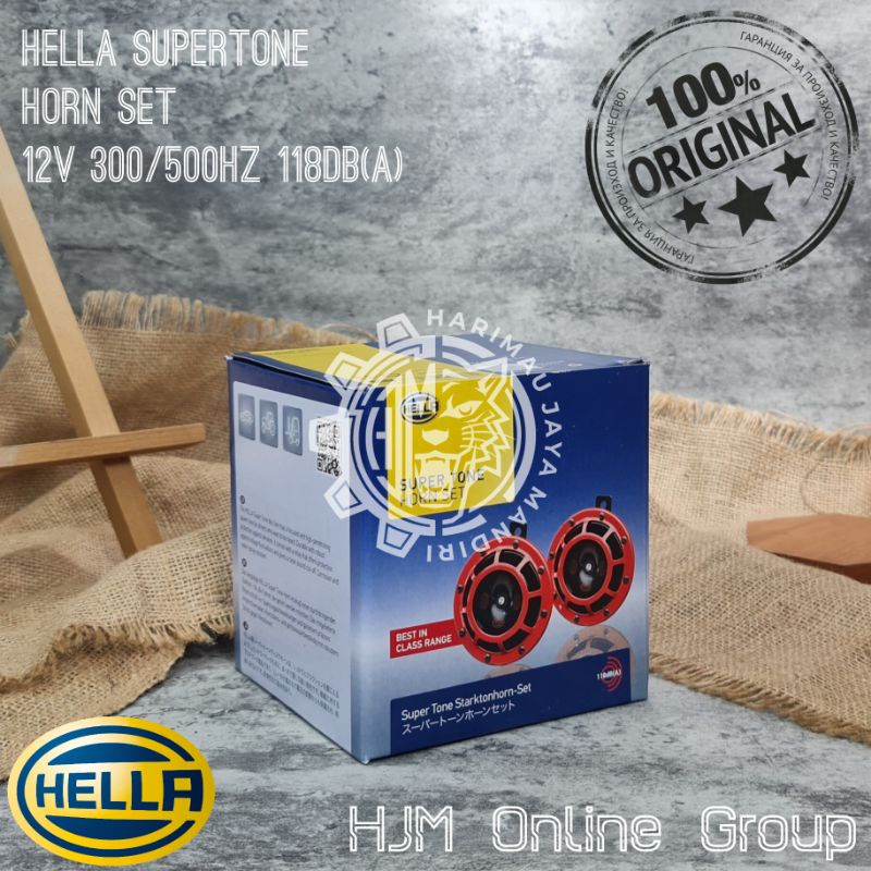 KLAKSON HELLA SUPERTONE - HORN SET SUPER TONE HELLA 12V RED + CABLE RELAY SET