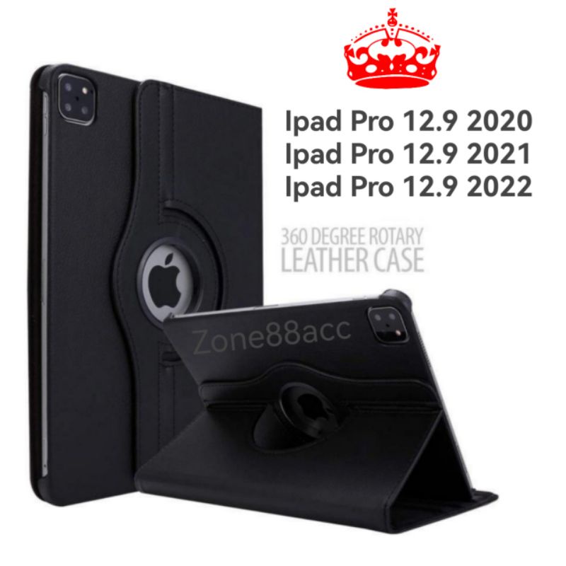 sarung Rotary Ipad pro 12.9 2020 2021 2022 Leather Case Flip buku book Cover Casing 360 putar stand standing Pelindung