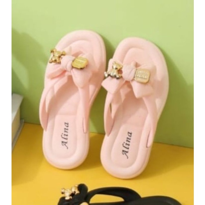 Sandal jepit anak perempuan Motif Pita Cantik sandal anak cewek import Kekinian nyaman Sandal jelly anak perempuan viral