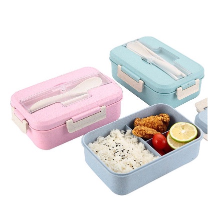 [ ABJ ] Kotak Bekal Makan Jerami / Kotak Makan Anti Tumpah Free Sendok dan Garpu / Lunch Set BOX / Box Makan