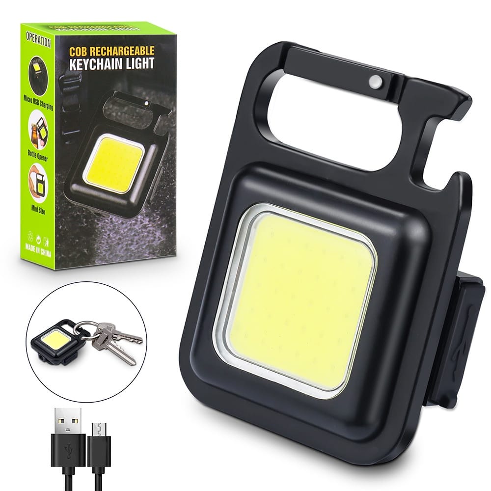 Lampu Senter Led COB Mini USB Charger Dengan Gantungan Kunci Untuk Outdoor / Camping / Memancing /Terang berkualitas