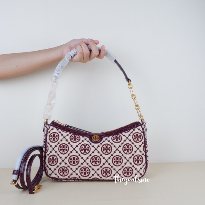 TAS BRANDED ORI - TB MONOGRAM CHENILLE CLARET