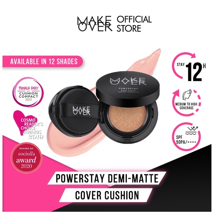 MAKE OVER Powerstay Demi-Matte Cover Cushion / For Normal To Oily Skin