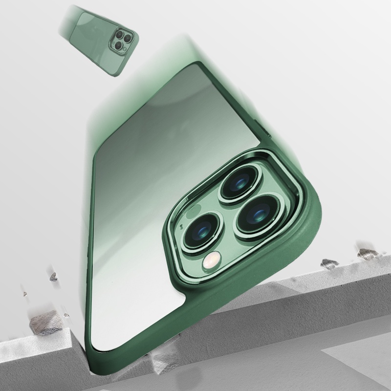 NEW ！！Dark purple Alpine Green Transparent Metal Lens Protection Case For iPhone 14 13 12 11 Pro XS Max XR X 7 8 Plus Silicone Bumper Shockproof Cove