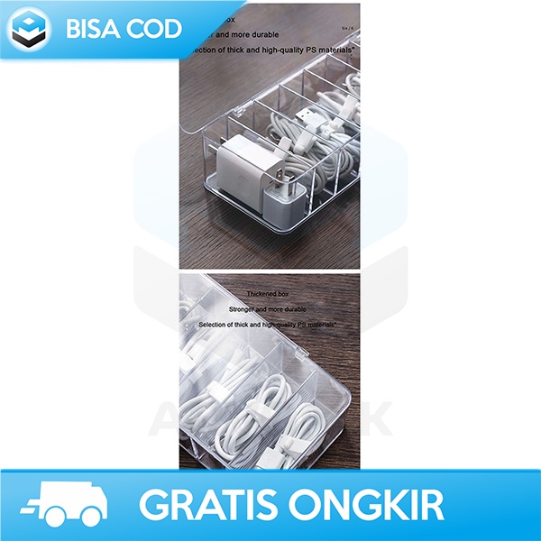 CABLE STORAGE BOX KOTAK ORGANIZER TEMPAT PENYIMPANAN KABEL 8 SLOT