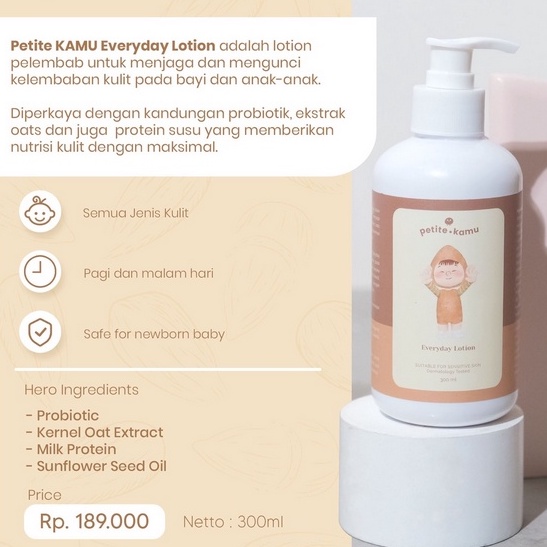 Petite Kamu Everyday Lotion 300ml - Body Lotion Baby Cream Anak Bayi Pelembap Kulit Anak