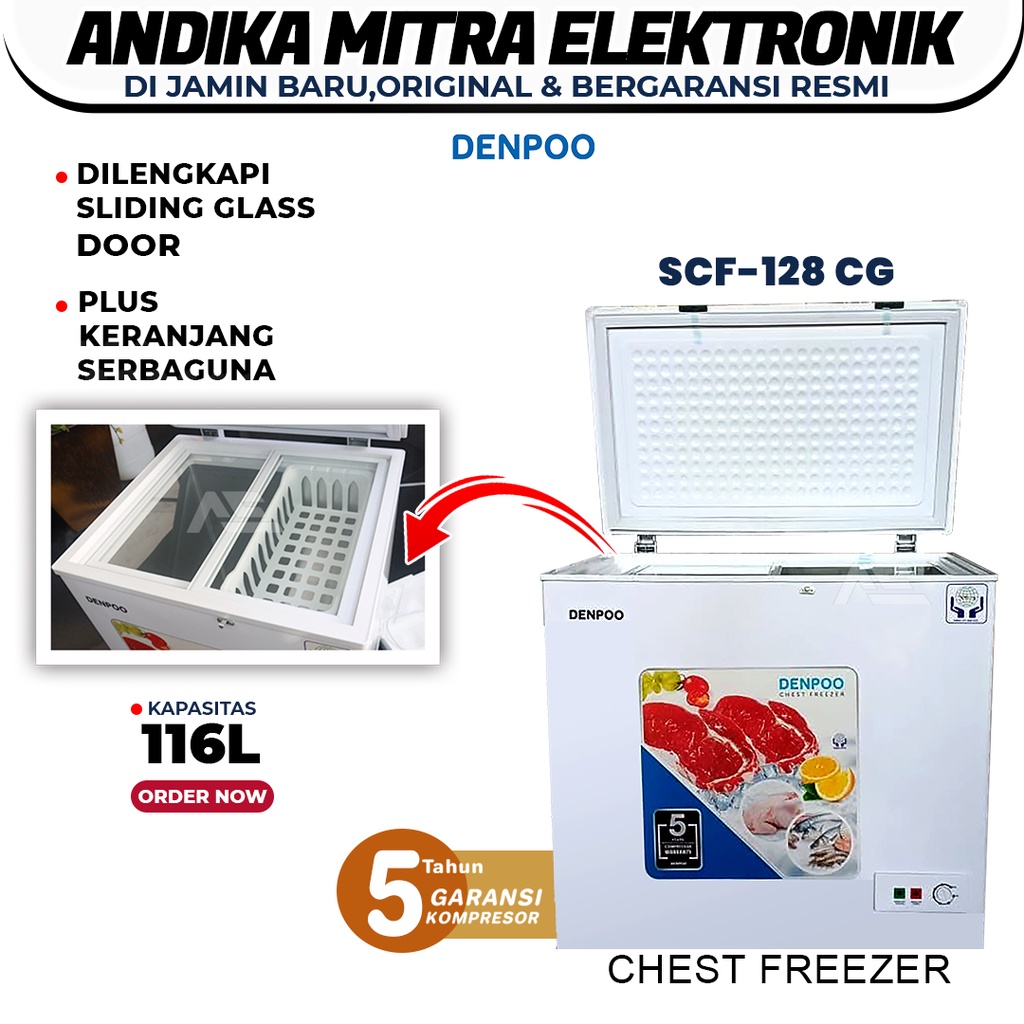 Chest Freezer SCF 128 CG (116 Liter) Terbaru dan Super Hemat Listrik