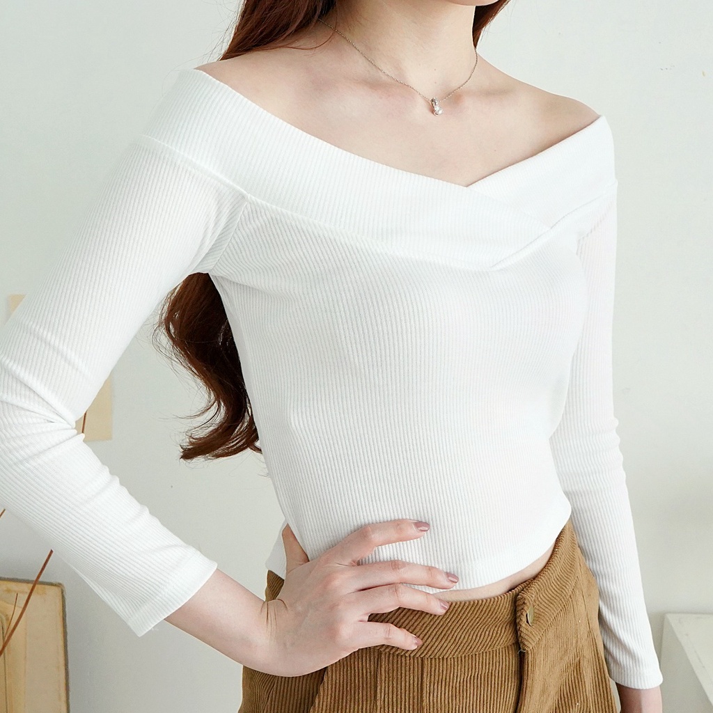 Crop Top Sabrina Longsleeve Crop Top Wanita Lengan Panjang 255