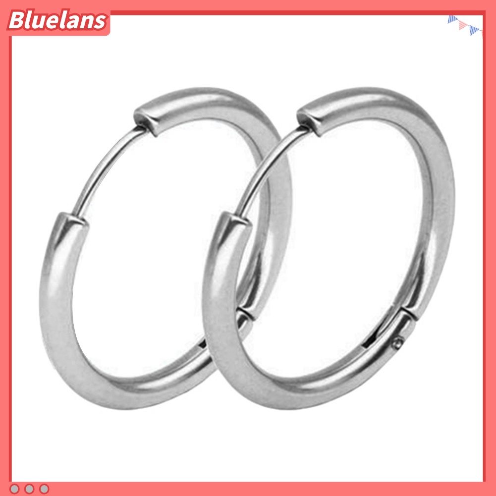 Bluelans 1 Pair Stainless Steel Fashion Punk Unisex Ear Hoop Circle Earrings Jewelry Gift