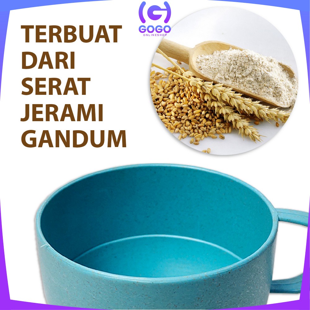 GOGO-C457 Teko Air Set Cangkir Gelas Wadah Plastik 4IN1 Ceret Air Dingin Wheat Straw Food Grade BPA Free