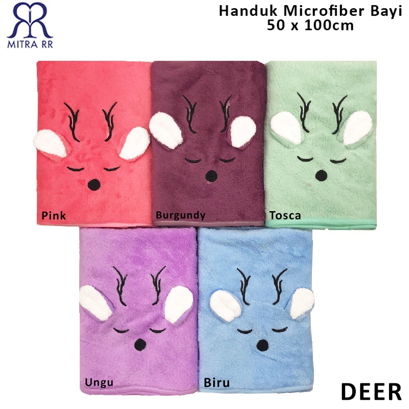 Handuk Mandi Microfiber Tanggung 50x100cm Microfibre Quick Dry Bordir Girls Animal