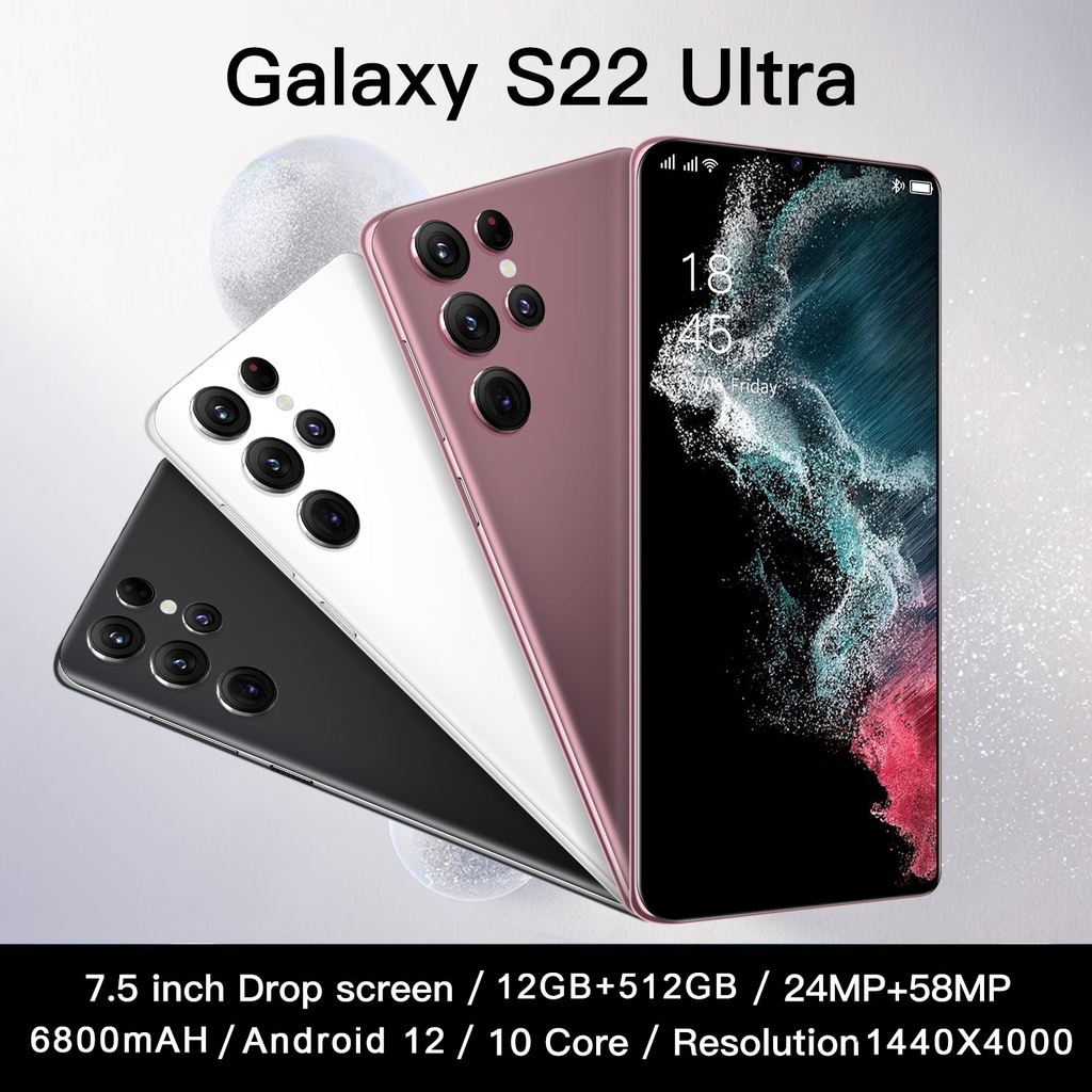【COD】Hp Murah Galaxy S22 ultra 5G Ponsel Jaminan Kualitas RAM 8GB ROM 256GB 5.8 Inci Dual Card SIM Smartphone + Bluettoth Headset