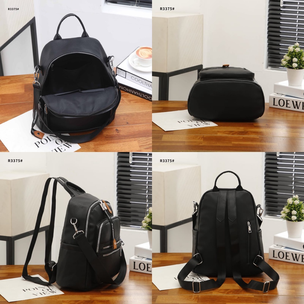 BG Backpack Leather For Women Silver Hardware R3374 R3375 R3376 R3377