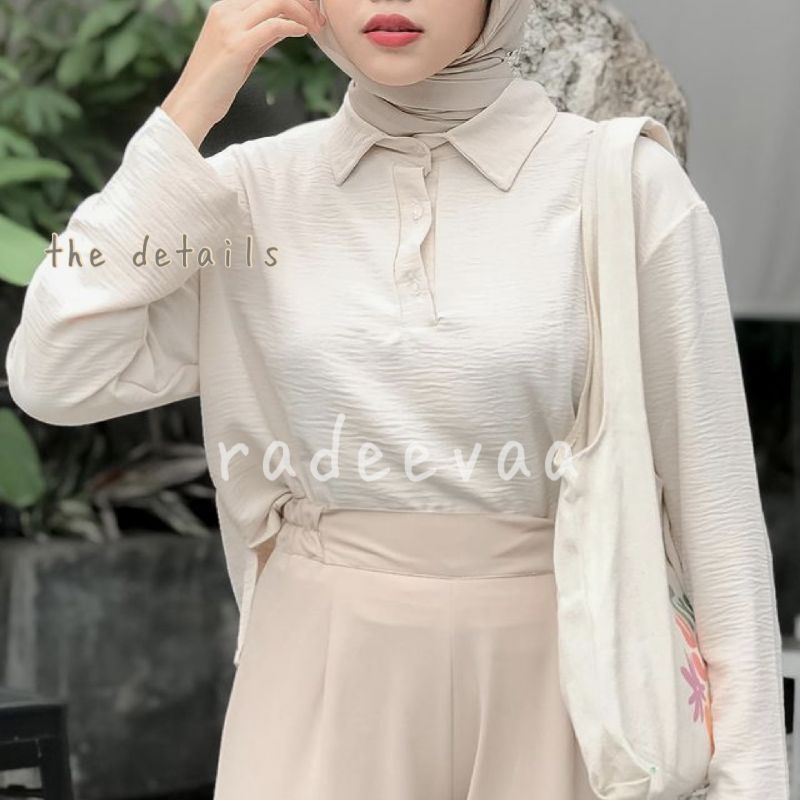 BLOUSE POLO WANITA PRILY CROP CRINKLE AIRFLOW PREMIUM KERAH OVERSIZE JUMBO