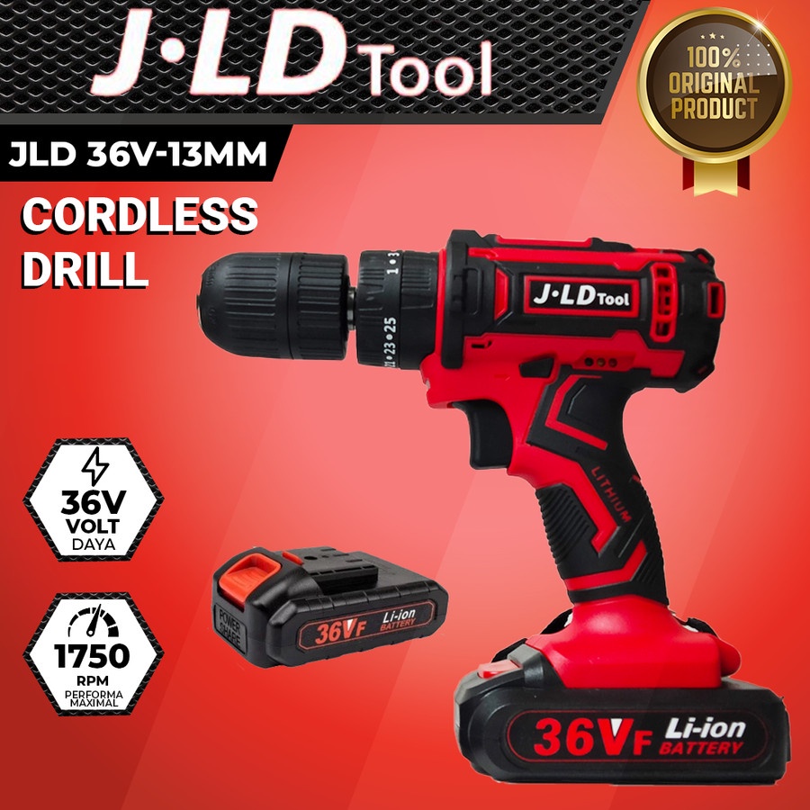 Cordless Hammer Drill JLD TOOL 36V 13Mm Mesin Bor Tembok Beton Baterai J.LD Impact Drill Driver Port