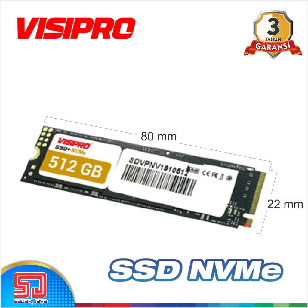 Visipro SSD NVMe 256 / 512 GB PCIe Internal Solid State Drive 2280 Penyimpanan Data