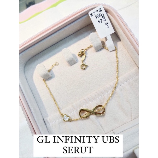 Gelang infinity love serut kadar 375 8karat