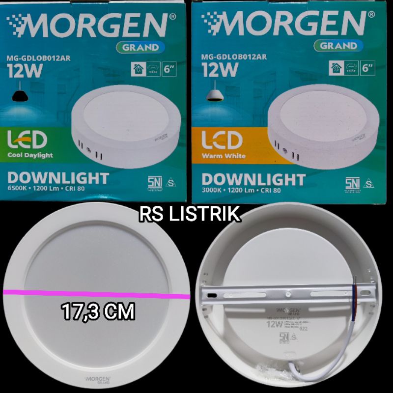 MORGEN PANEL GRAND 12W OB BULAT TEMPEL MG-GDL0B012AR OUT BOW SNI BERGARANSI