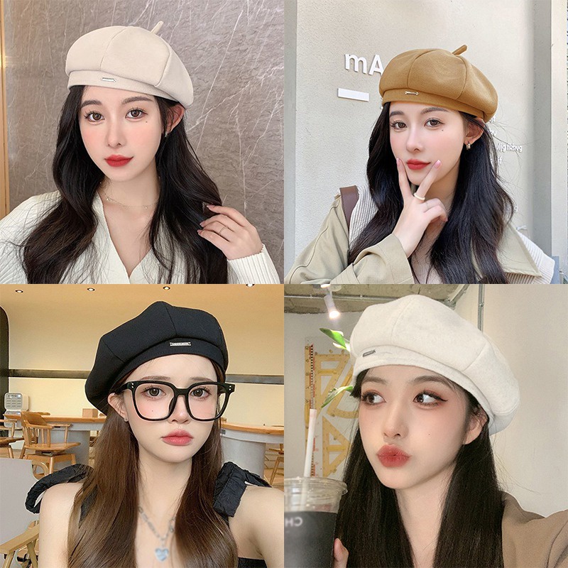 Topi Baret Bahan Kain Gaya Korea Untuk Musim Semi Dan Gugur