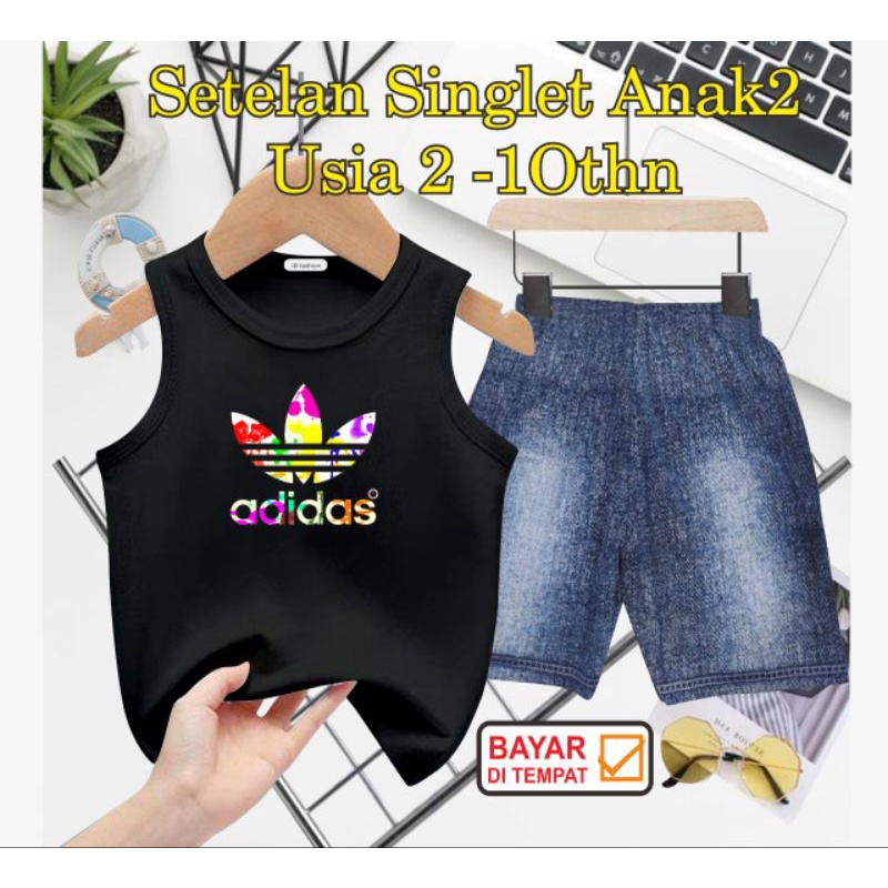 ((IB))SETELAN SINGLET ANAK2 SEMI JEANS/4D1D4S DIGITAL SABLON