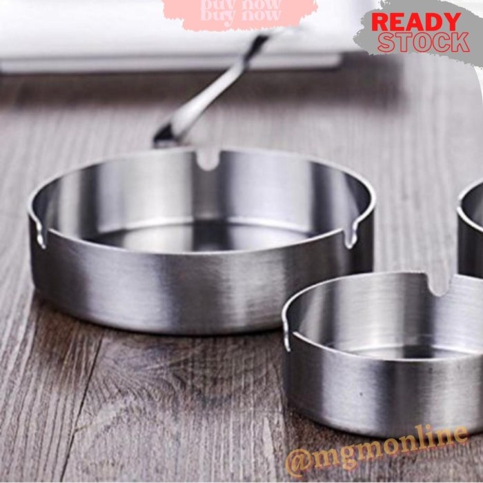 Asbak Stainless Cafe Tebal Bulat POLOS 14cm asbak besi polos 3 lubang