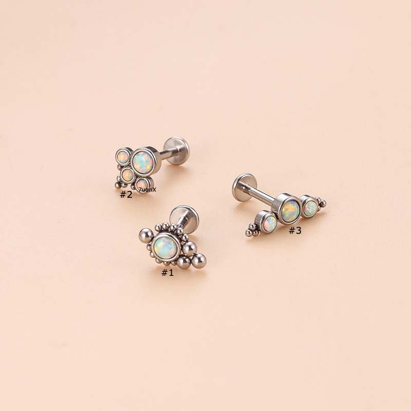 1pc Anting Tindik Bibirtubuh Bahan Stainless Steel Hias Opal17 16Gauge Untuk Priawanita