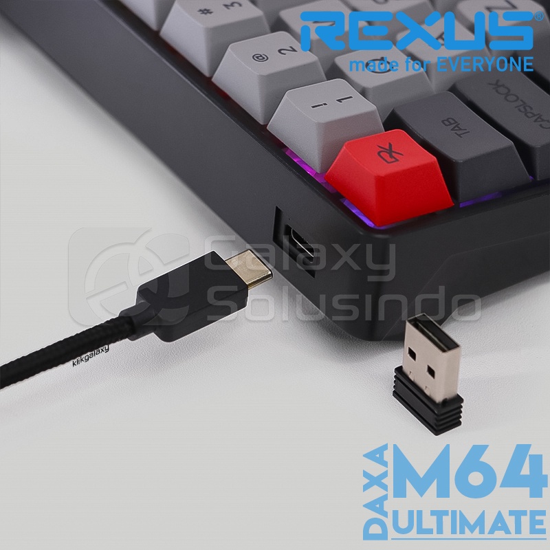 Rexus DAXA M64 ULTIMATE Black Wireless Bluetooth Wired Gaming Keyboard - Jwick T1 Blue Switch