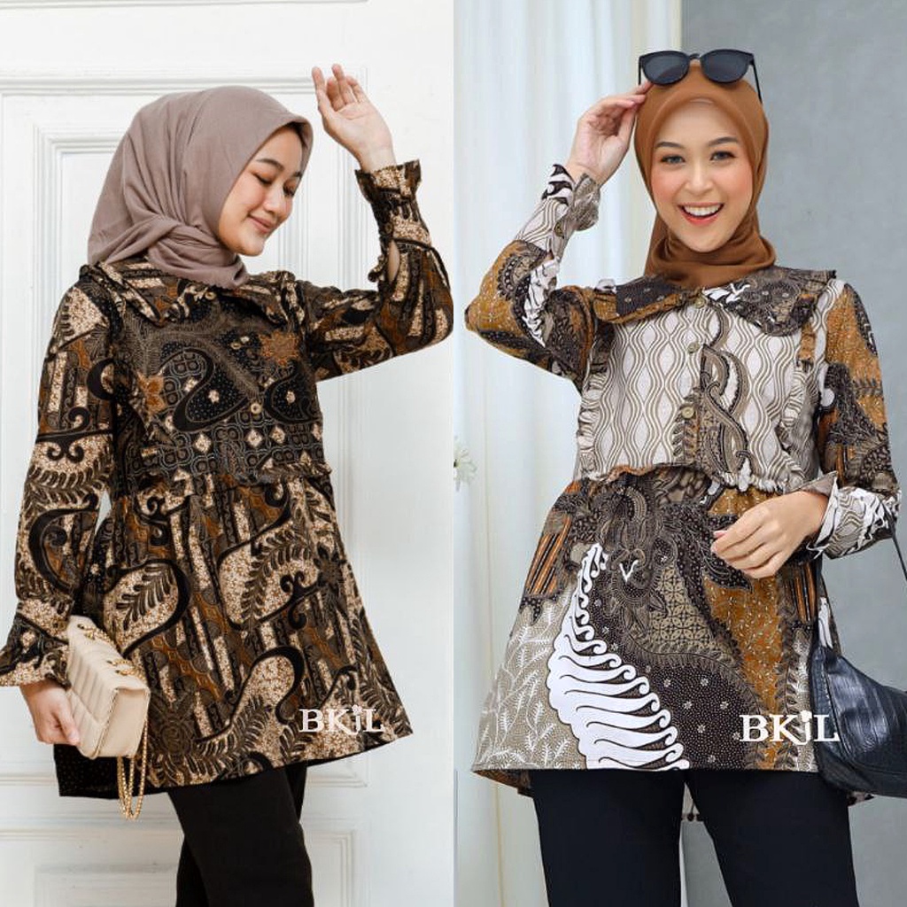 Batik Alina Baju Batik Wanita Modern Atasan Blouse Kerja Kantor Wanita Motif Vea